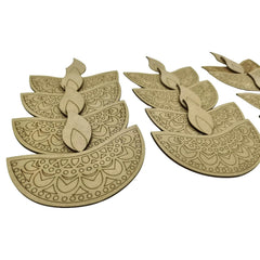 Cliths 12 Pcs Wooden Diya Shape Cutouts for Diwali DIY Crafts Home Decor Festive Rangoli MDF Diya Painting Activities Art Projects