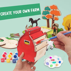 American Elm Wooden Arts and Crafts Kits for Kids Boys Girls Paint Your Own Farm Toys DIY Kids Activities Painting Kits
