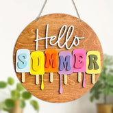 hello summer wooden welcome sign