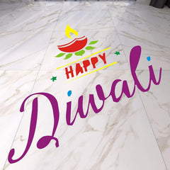 Cliths Wooden Rangoli Set for Diwali DIY Décor Happy Diwali & Diya Design Cutouts for Painting, Home Decoration, Festival Crafts