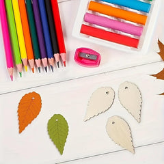 Cliths 50 Wooden Leaf Cutouts for DIY Painting Craft Shapes