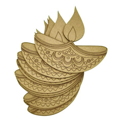 Cliths 12 Pcs Wooden Diya Cutouts for Diwali Decoration DIY Crafts Painting Rangoli Home Decor MDF Art Kit 4 Unique Designs Easy to Colour