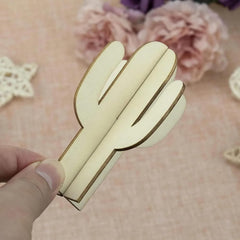 Cliths Set of 6 Pcs Cactus Wooden Blank Wood Pieces for DIY Craft Holiday Decorations Unfinished Wooden Ornaments
