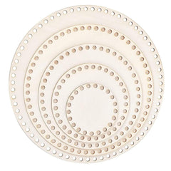 Cliths 5 Piece Wooden Crochet Bag Bottom Set Round Basket Bases with MDF for DIY Crafting