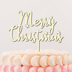 Cliths "Merry Christmas" Cake Topper Sustainable Wooden Holiday Decor for Xmas & Birthday Cakes