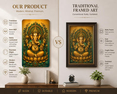 American Elm Ganesh Ji Wall Art for Home Décor MDF Wooden Wall Hanging Print