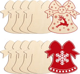 American Elm 10 Pcs Unfinished Wood Bell Ornaments DIY Craft Kit Christmas Decor Paintable Blanks