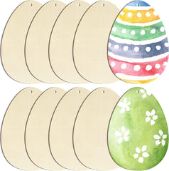 American Elm 10 Pcs Unfinished Wood Easter Egg Ornaments DIY Craft Kit Paintable Blanks for Spring Decor