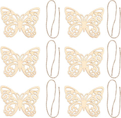 Butterfly-shaped wooden cutouts on a white background