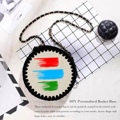 Cliths 5 Piece Wooden Crochet Bag Bottom Set Round Basket Bases with MDF for DIY Crafting
