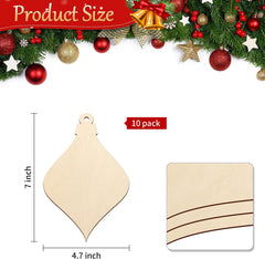 American Elm 10 Pcs Unfinished Wood Bulb Ornaments DIY Craft Kit Christmas Decor Paintable Blanks