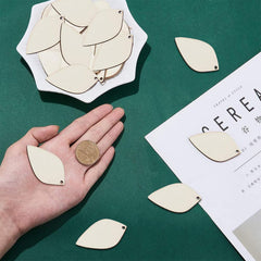 American Elm 100 Pcs Unfinished Wooden Earring Blanks Kit Leaf Shape DIY Craft Pendants MDF for Jewelry Making
