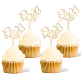 Cliths Pack of 10 Wooden Butterfly Cake Toppers MDF First Birthday, Baby Shower & Wedding Decor