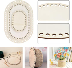 American Elm 3 Size Oval Basket Bottom Set Wooden MDF Bases with Holes for DIY Crochet Bags & Storage Craft Supplies