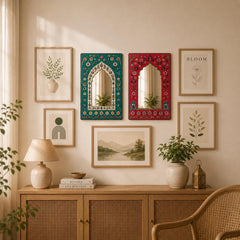 Pack of 2 Jharokha Mirror Wall Decor for Home