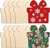 American Elm 10 Pcs Unfinished Wood Gift Ornaments DIY Craft Kit Christmas Decor Paintable Blank MDF Neutral Beige