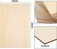 American Elm 60 Pcs 6x4 Inch Rectangle Basswood Sheets Unfinished Wood Thin Plywood Ideal for Craft DIY Projects MDF Basswood Sheet Unfinished Wood.