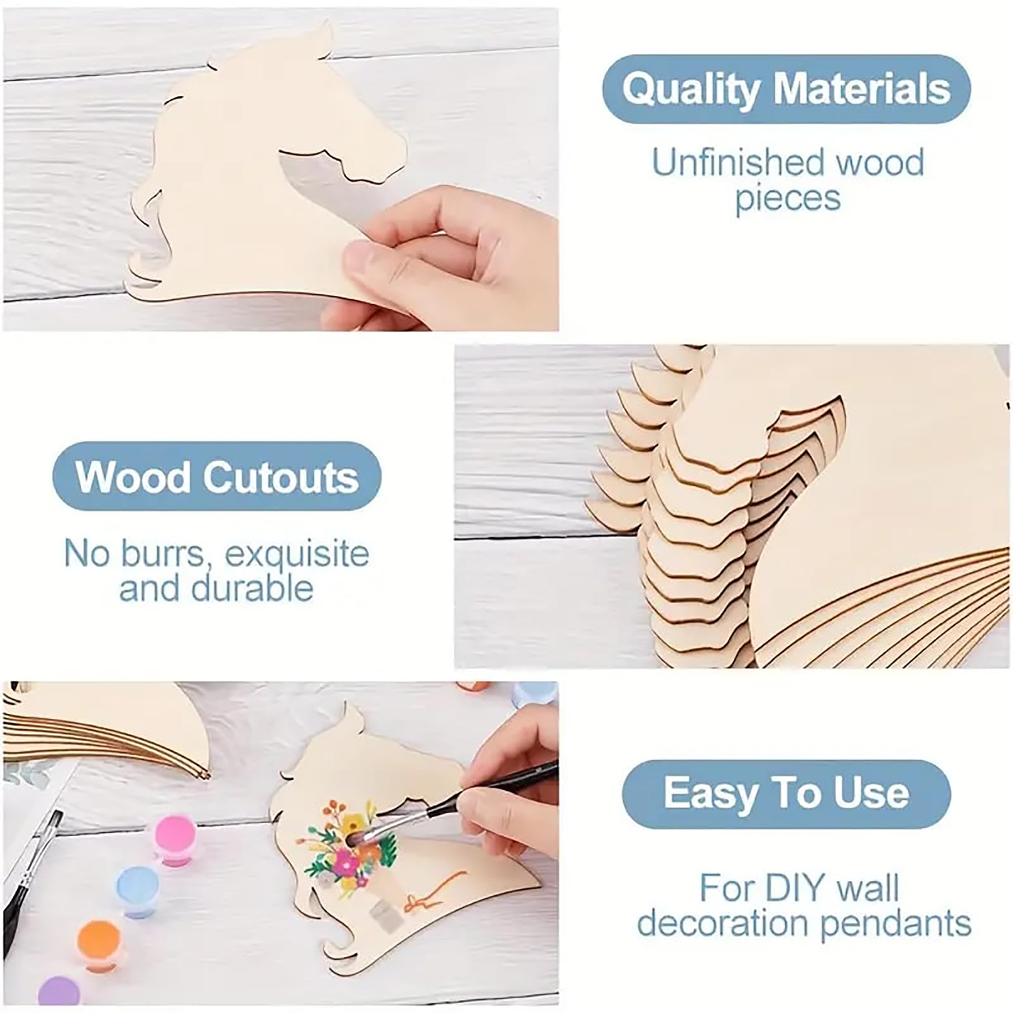 crafting supplies natural timber horse figures for art