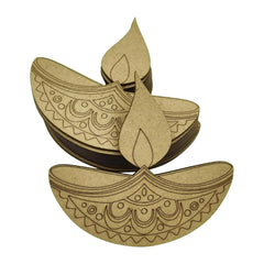 Cliths Pack of 12 Diya Cutouts for Diwali Decoration MDF Pre Marked Easy to Paint DIY Craft Art Hindu Festival Decor Kids Activity