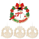 Christmas ornament with snowman, wreath, and 'Merry Christmas' text on a white background.