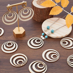 American Elm 50 Pcs Wooden Circle Earring Blanks MDF Discs for Jewelry Making, Macrame Pendants & Crafting Smooth Wood Rings