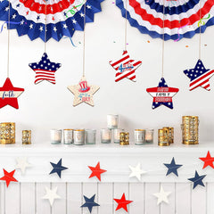 American Elm 10 Pcs Unfinished Wood Star Ornaments DIY Craft Kit Christmas Decor Paintable Blanks