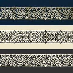Pack of 6 Reusable Border Painting Stencils, Cherry Blossom, Moroccan & Greek Decorative Patterns for Wall Art, Crafts, Cliths