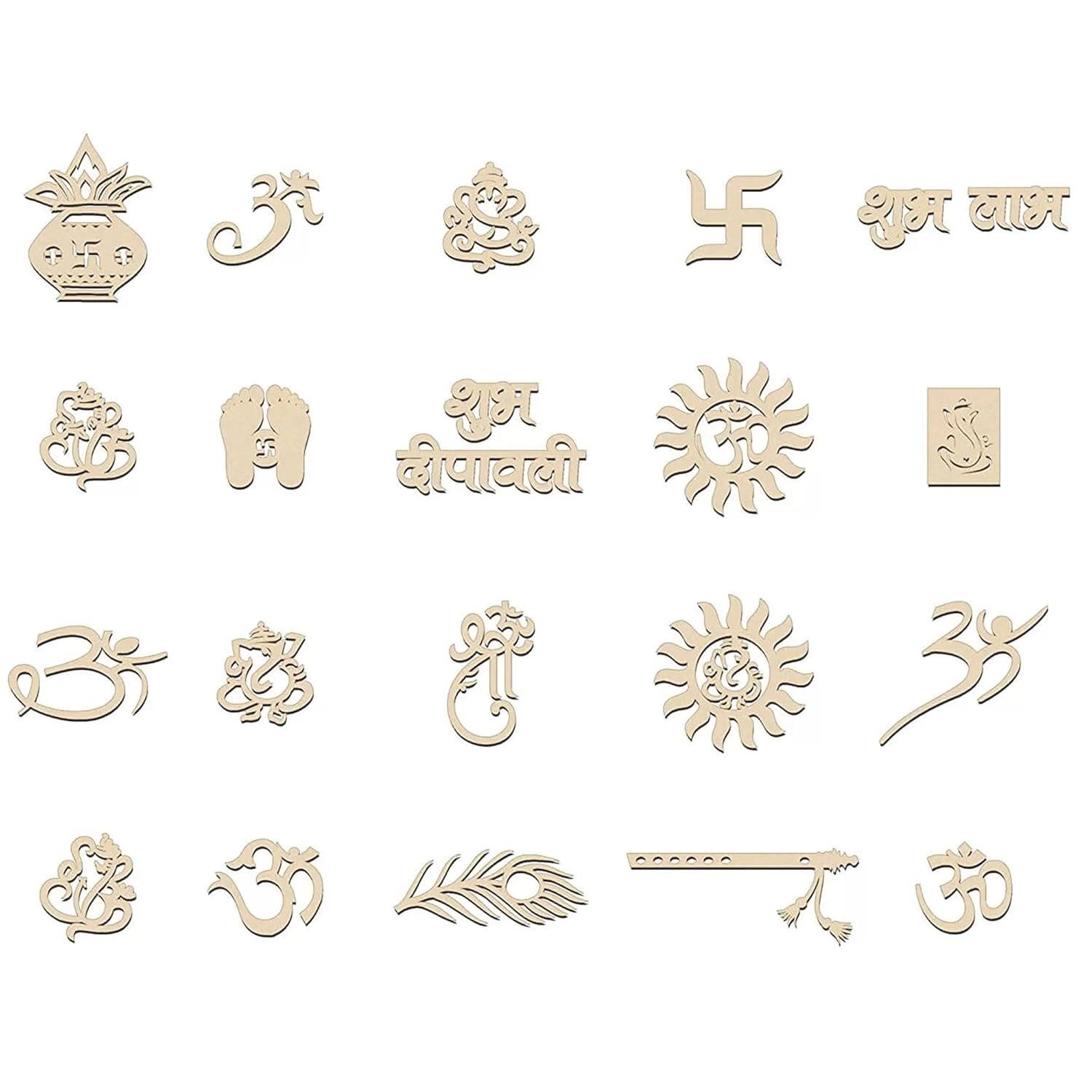 Collection of various symbols and designs on a white background