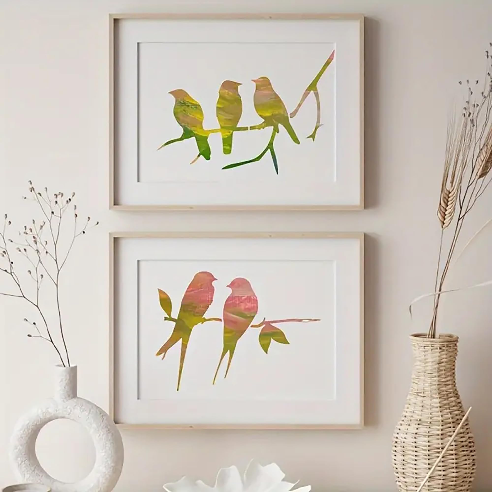 nature themed bird on branch stencil for craft art