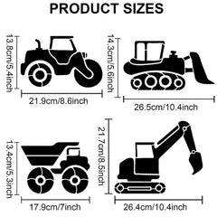 bulldozer crane dump truck excavator stencil set