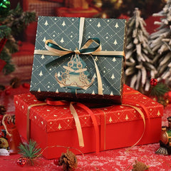 Decorative Christmas presents with festive background