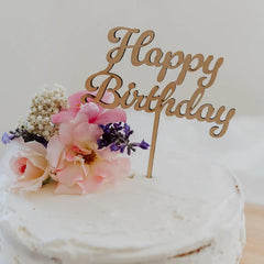 Cliths Wooden Happy Birthday Cake Topper, Cake Decoration, Party Decor Cake Topper for Birthday Family