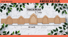 Wooden molding with measurements on a decorative background with leaves