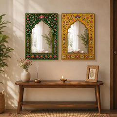 Floral Jharokha Mirror Wall Art for Home