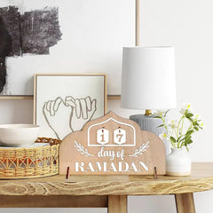 Cliths Ramadan Countdown Calendar Wooden Islamic Advent Calendar Table Decor Eid Celebration Gift