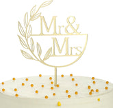 American Elm Mr and Mrs Cake Topper Mirrored Wedding Topper for Bride Groom Anniversary Cake Decorations MDF Elegant Party Decor