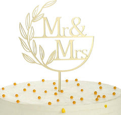 American Elm Mr and Mrs Cake Topper Mirrored Wedding Topper for Bride Groom Anniversary Cake Decorations MDF Elegant Party Decor