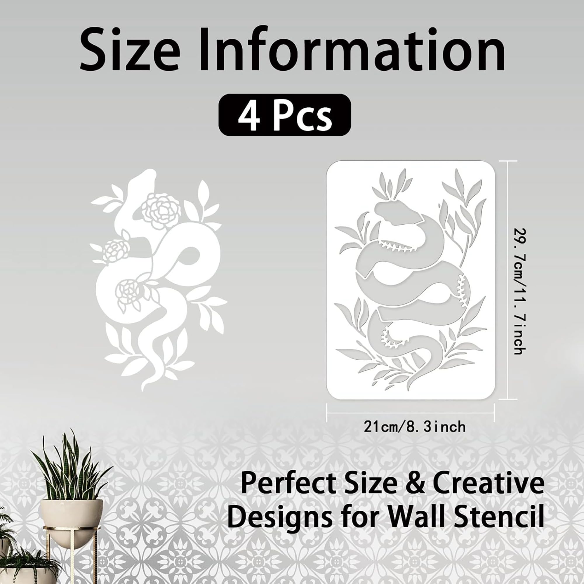 large snake plant stencil set 4 pieces