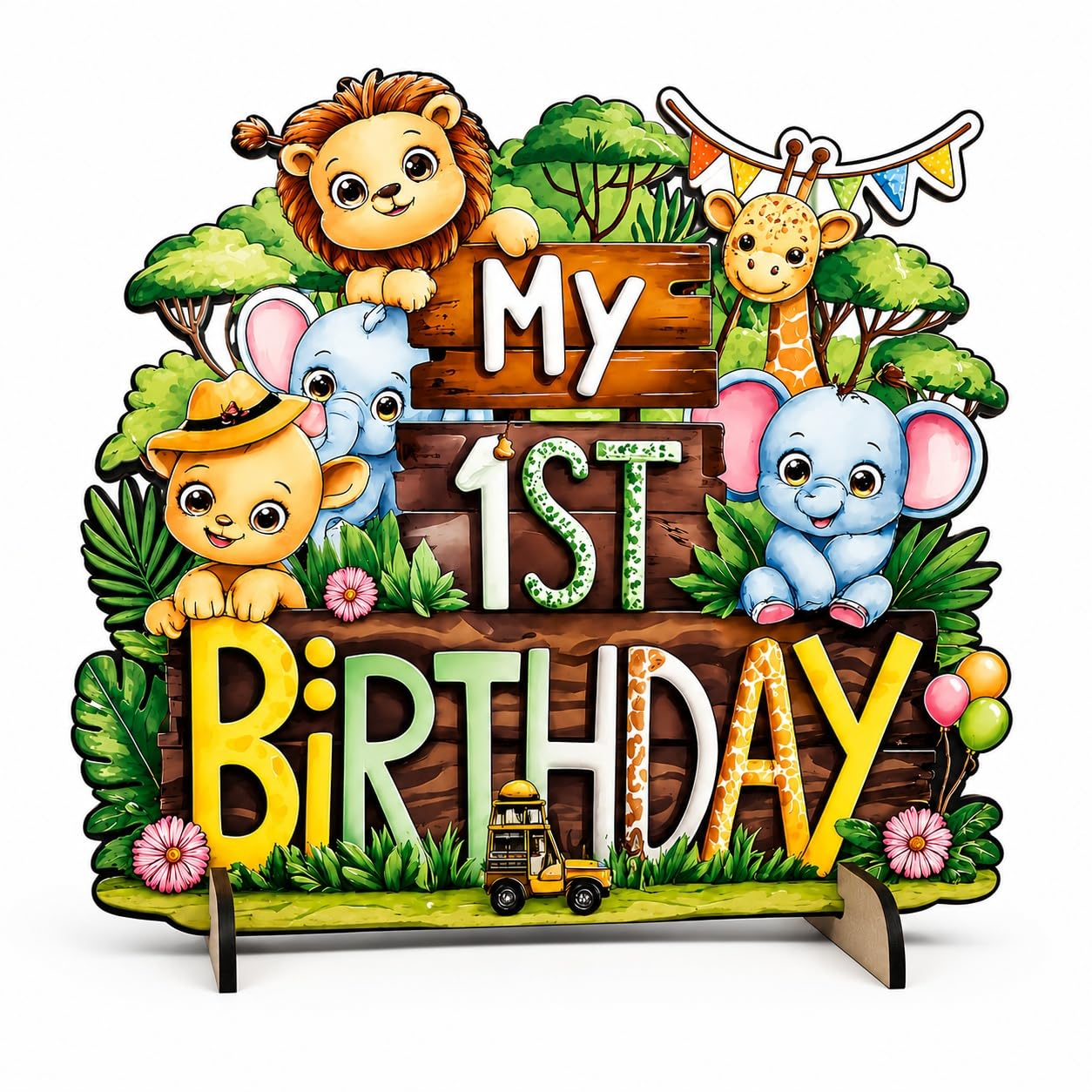 jungle safari first birthday table decoration