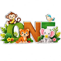 jungle theme one birthday photo prop sign