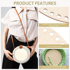 American Elm 5-Piece Oval Basket Bottom Set Wooden MDF Crochet Bases for DIY Storage Baskets & Crafts Weaving