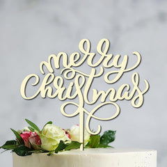 Cliths "Our First Christmas" Cake Topper Personalized Wooden Decor, Rustic & Holiday Wedding Cake Decoration