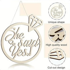 farmhouse style wood "she said yes" sign for celebrations