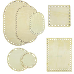 Set of beige circular and square cutouts with holes on a white background