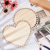 Cliths 2 Pcs Crochet Basket Base Set Circle & Heart Wooden Bases for DIY Basket Weaving, Home Decor MDF Craft Supplies