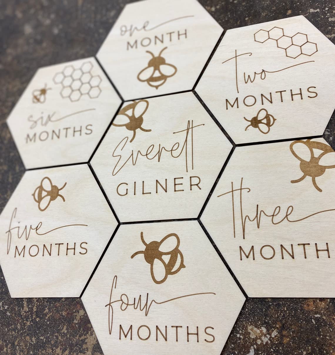 wooden mdf hexagon milestone props