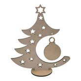 Wooden Christmas tree decoration with stars and a moon on a white background