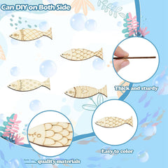 Cliths Pack of 20 Wooden Fish Cutouts Ocean Charm Crafts MDF Sea Animal Decor for DIY Wreaths Coasters