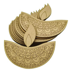 Cliths 12 Pcs Wooden Diya Cutouts for Diwali Decoration DIY Crafts Painting Rangoli Home Decor MDF Art Kit 4 Unique Designs Easy to Colour