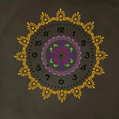 Cliths 4 Pcs Clock Border Stencil Template for Painting Reusable Plastic Brocade Design for Wall Fabric Furniture Wood Canvas DIY Craft and Home Decoration